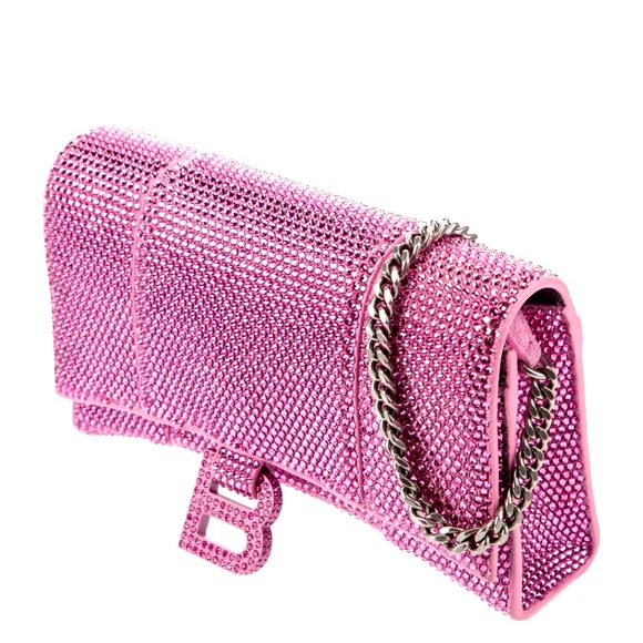 Balenciaga Hourglass Pink Crystal Embellished Crossbody Bag - Picture 2 of 16
